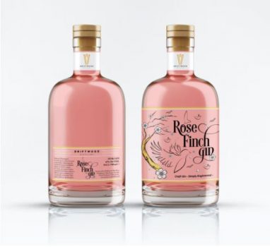 Chai rượu gin Rose Finch do Sikaramel thiết kế