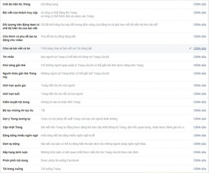 Có một số tùy chọn Cài đặt chung cho trang Facebook của bạn.